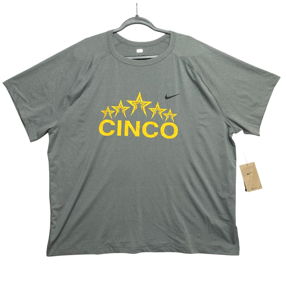 Nike Dri-FIT T-Shirt Mens XXL Gray Cinco Stars Graphic Training 445591-115247